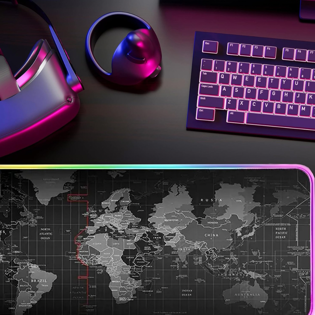 世界地图 RGB 游戏橡胶鼠标垫键盘 XXL 900 毫米礼品包