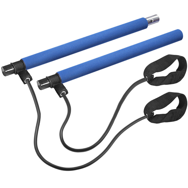 Susliving Portable Pilates Stretch Rope Exercise Bar-Blue