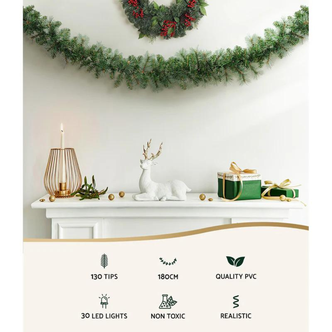 1.8 米圣诞花环,带 LED 灯派对雪花圣诞节 Jingle Jollys 出品
