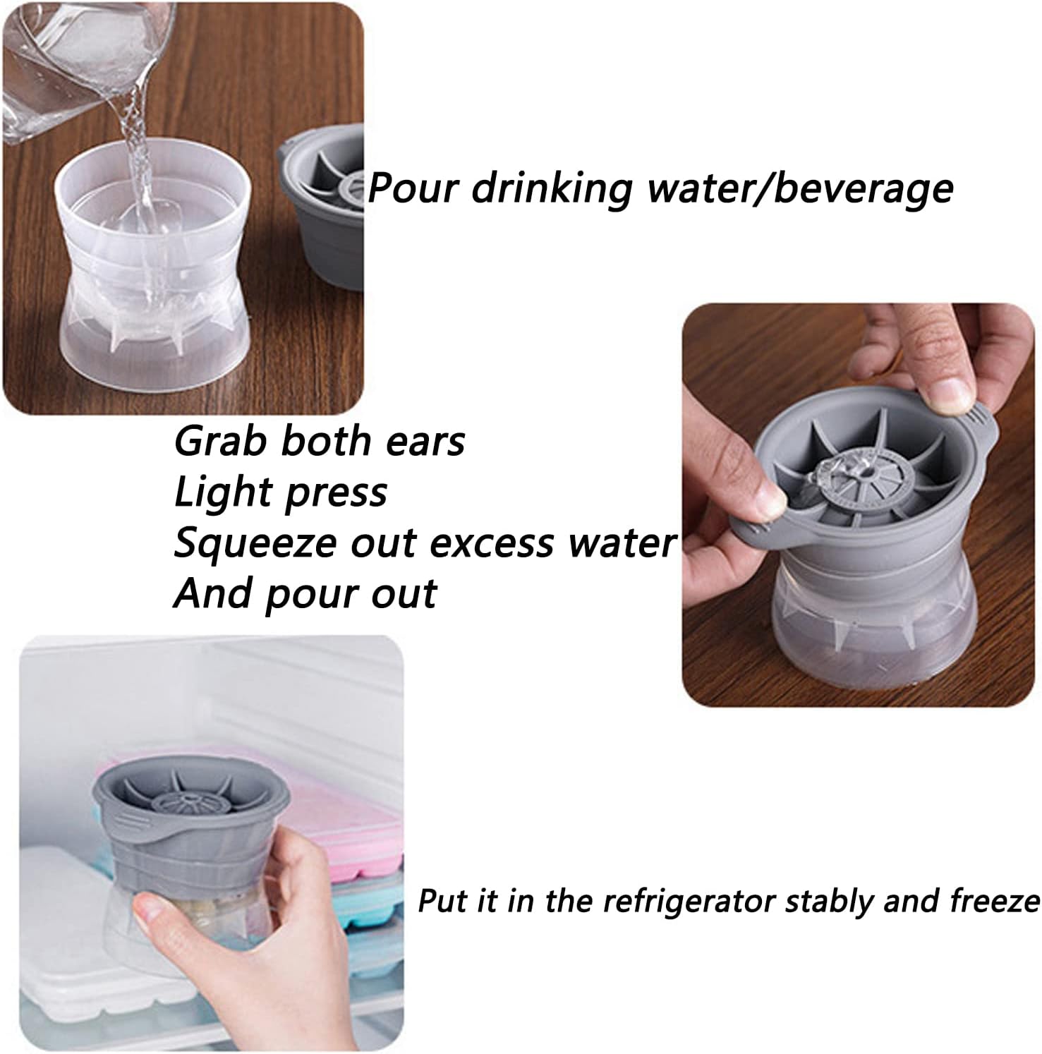 Susliving 五十度灰老式鸡尾酒冰球制作模具 3 件套