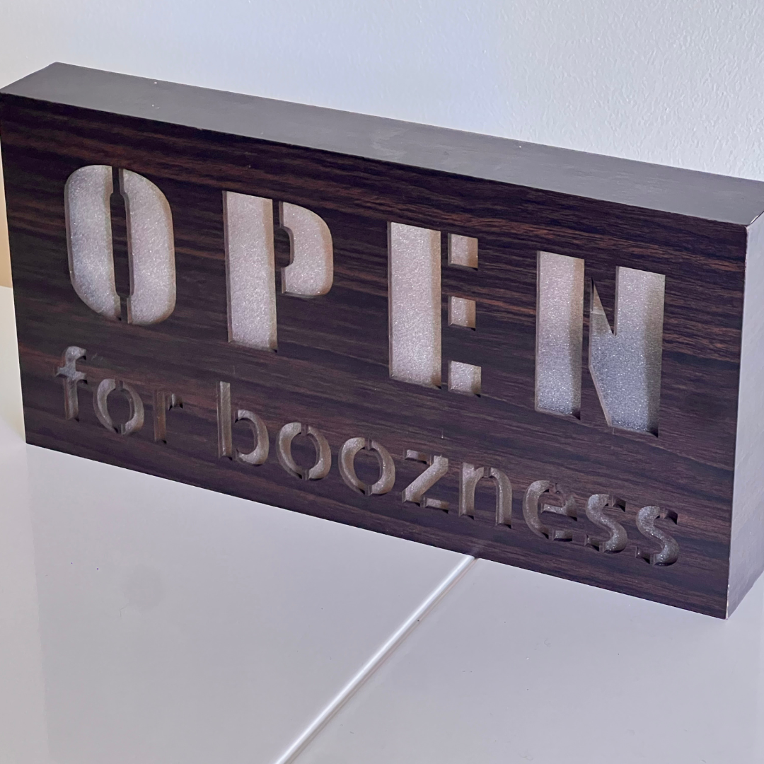 OPEN FOR BOOZNESS Decorative Light Box Bar Gift Decor