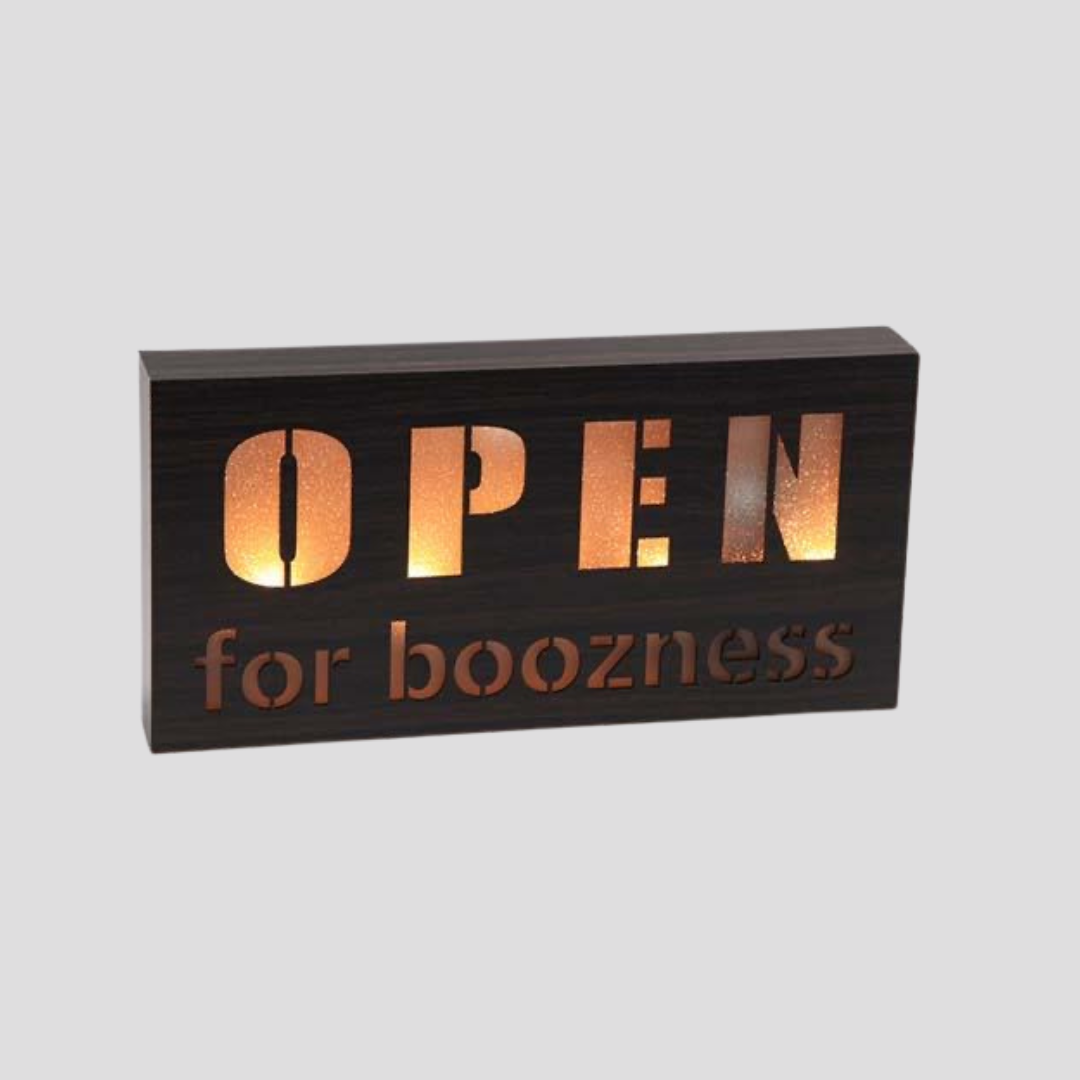 OPEN FOR BOOZNESS Decorative Light Box Bar Gift Decor