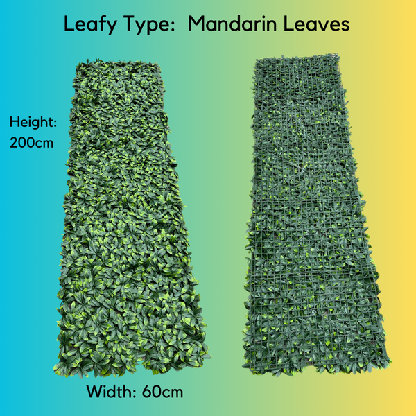 Susliving Tall Mandarin Leaves Faux Vertical Garden Wall Panel 200cm by 60cm
