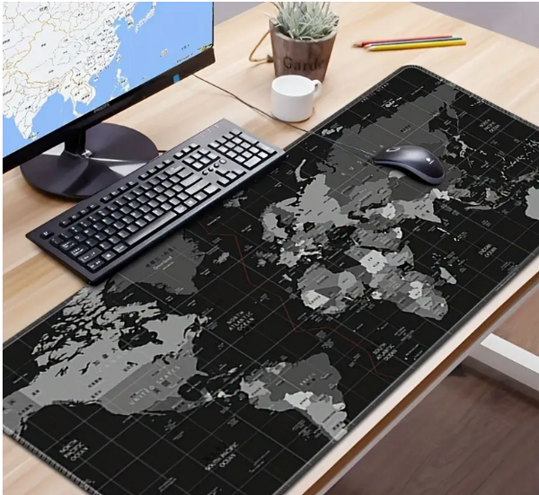 RGB Gaming Mouse Pad Rubber Keyboard 900mm World Map For Dual Monitor
