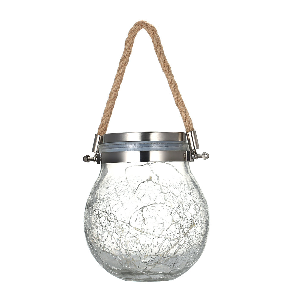 Susliving Fairy LED string Solar Hanging Light Ice Crack Glass Lantern