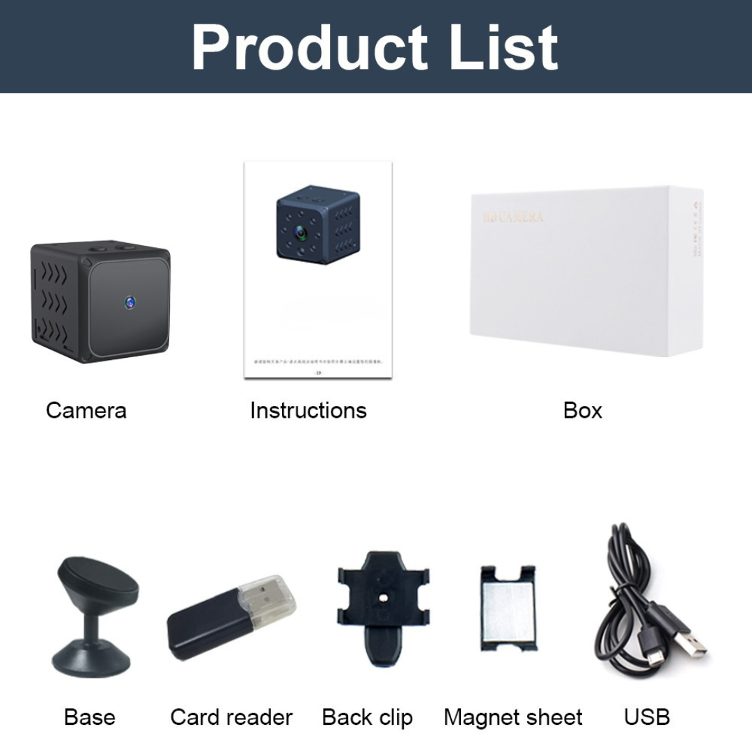 Mini Spy Cam 1080p Full HD - Mountable Hidden Video Camera Dash-cam With Motion Detection