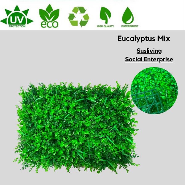 Susliving Eucalyptus Mix Artificial Grass Vertical Wall Grass Panel 40 by 60cm