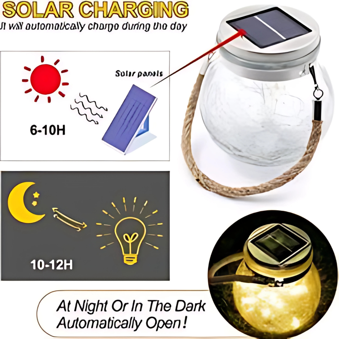 Susliving Fairy LED string Solar Hanging Light Ice Crack Glass Lantern
