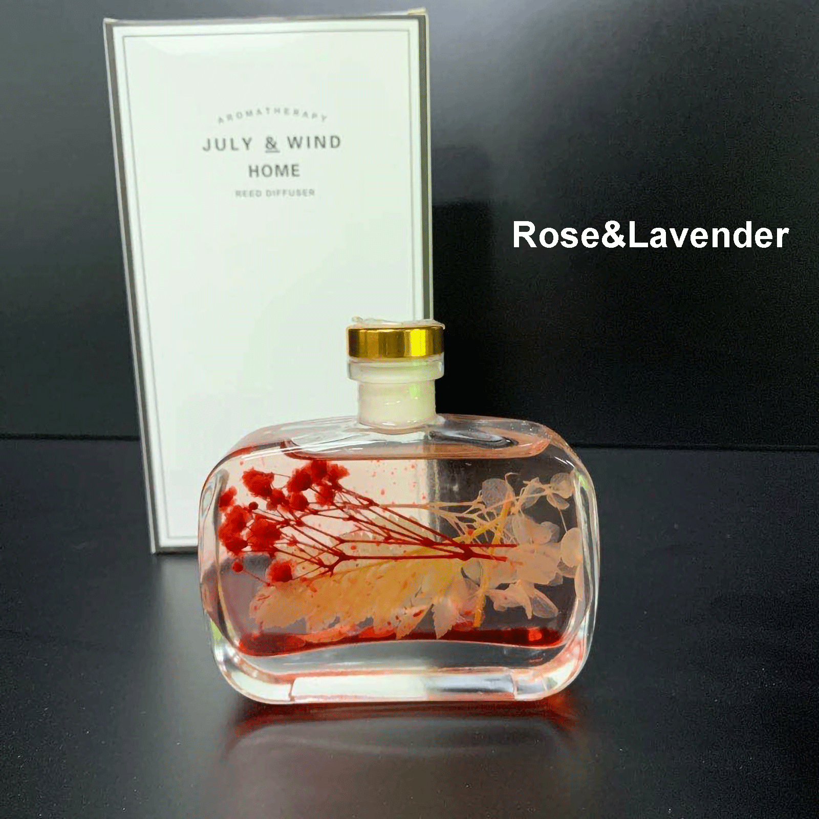 July & Wind 家用棒状空气扩散器 玫瑰和薰衣草艺术精油 200ml 扩散器