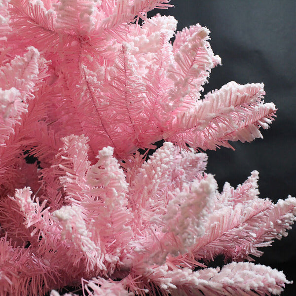 Susliving PINK & WHITE Flocked Snow 6FT 1.80m Fairy Tree TREE Pink Xmas in July
