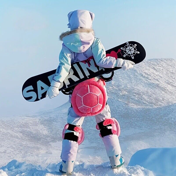 3 PCs Snowboarding Snow Turtle Knee Support Hip Protector- Pink-Children