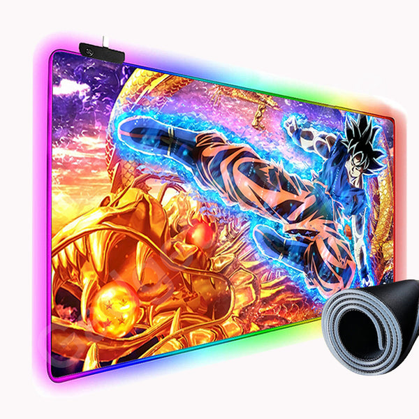 Premium LED RGB Gaming Mouse Pad Rubber Keyboard 900mm Goku Dragon Ball