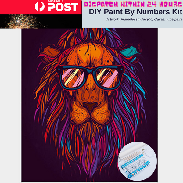 Paint by Numbers Kit Animal Large 40 by 50 Oil Painting Rainbow Punky Lion