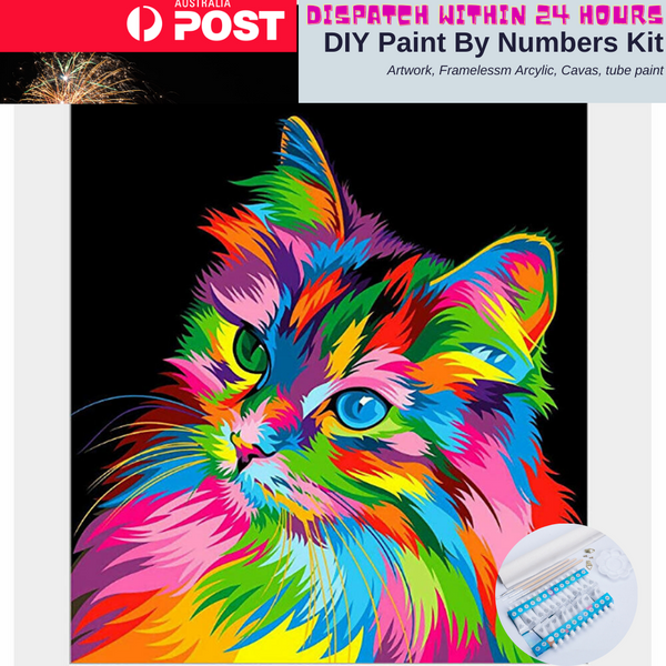 Paint by Numbers Kit Animal Large 40 by 50 Oil Painting Rainbow Kitten