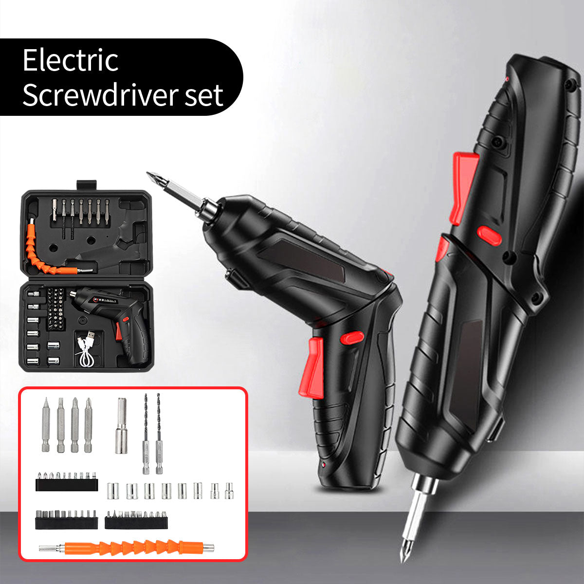 48Pcs 4.2V Rechargeable USB Cordless Screwdriver Electric Tool Set Screw Driver - Gadget arcade