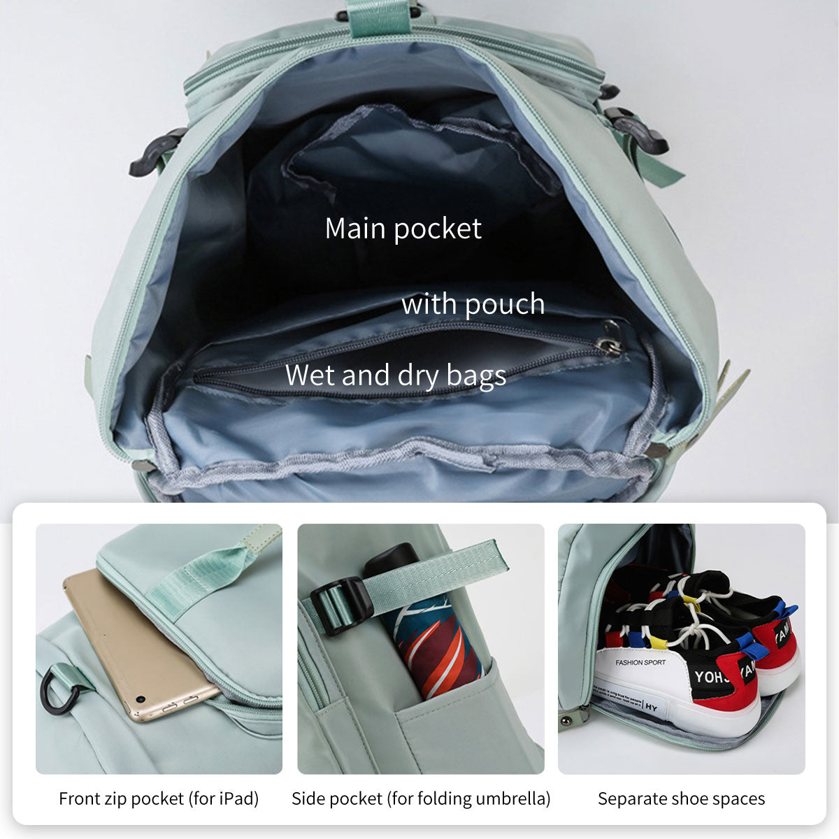 4 in 1 Gym Fitness Bag Shoulder Large Travel Bags Duffel Sports Waterproof Shoes - Gadget arcade