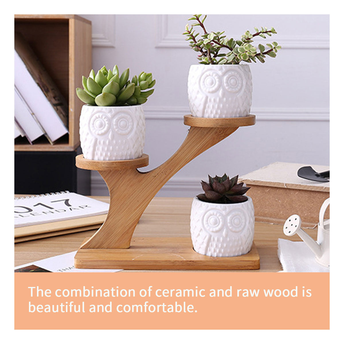 Flower Planter Ceramic Pots Bamboo Drag Creative Home Office Study Garden Decor - Gadget arcade