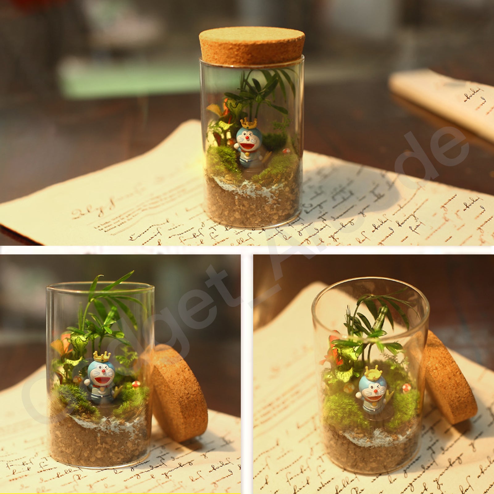 Glass Flower Pot LED Light Planter Bonsai Gift Garden Kitchen Home office Decor - Gadget arcade