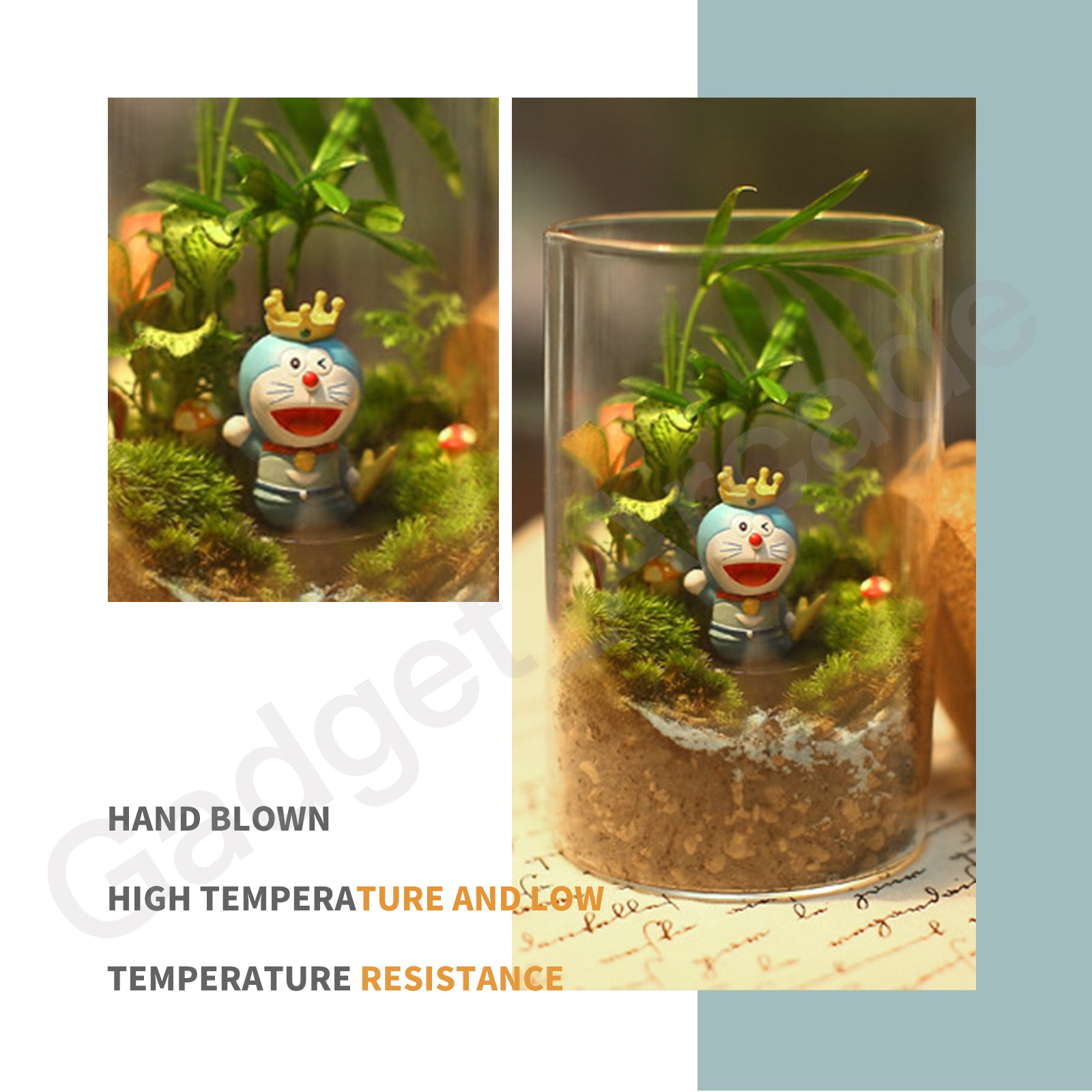 Glass Flower Pot LED Light Planter Bonsai Gift Garden Kitchen Home office Decor - Gadget arcade
