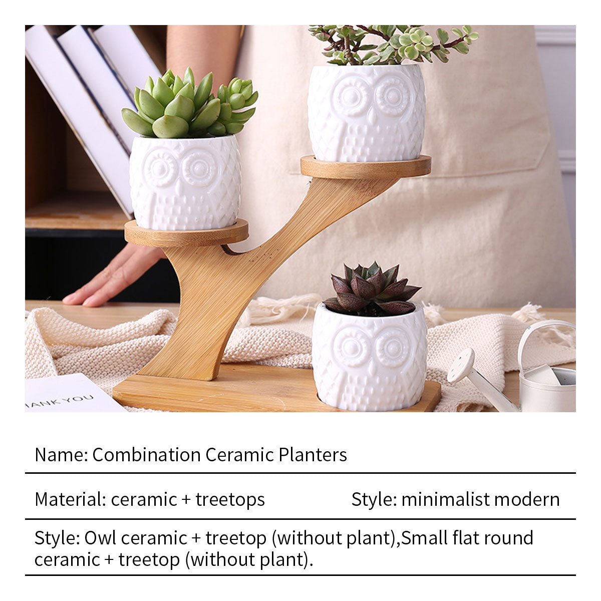 Flower Planter Ceramic Pots Bamboo Drag Creative Home Office Study Garden Decor - Gadget arcade