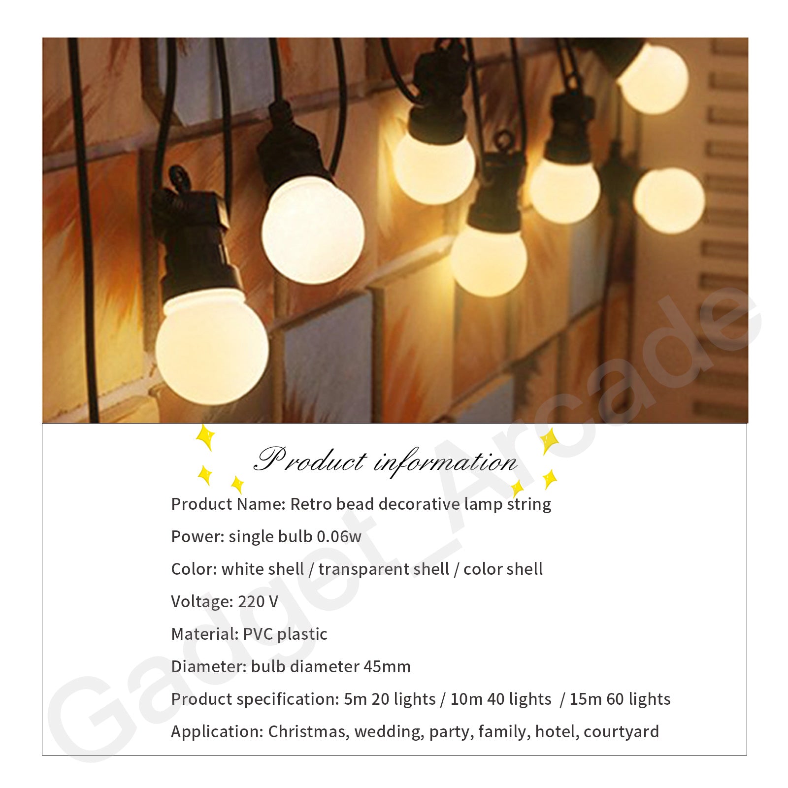 G40 Bulbs LED Light String Wedding Party Outdoor Waterproof Retro Decoration - Gadget arcade