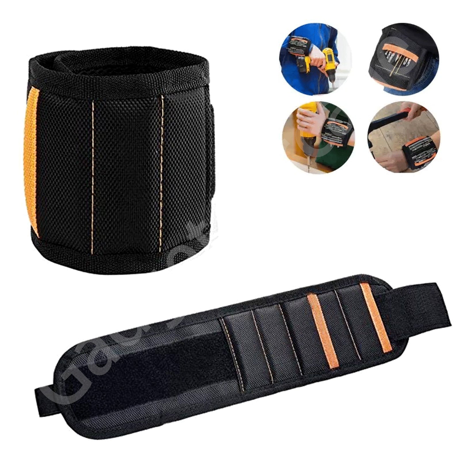 2 x Strong Magnetic Wrist Band Strap Magnet Screws Bolts Nuts Nails Tools Holder - Gadget arcade