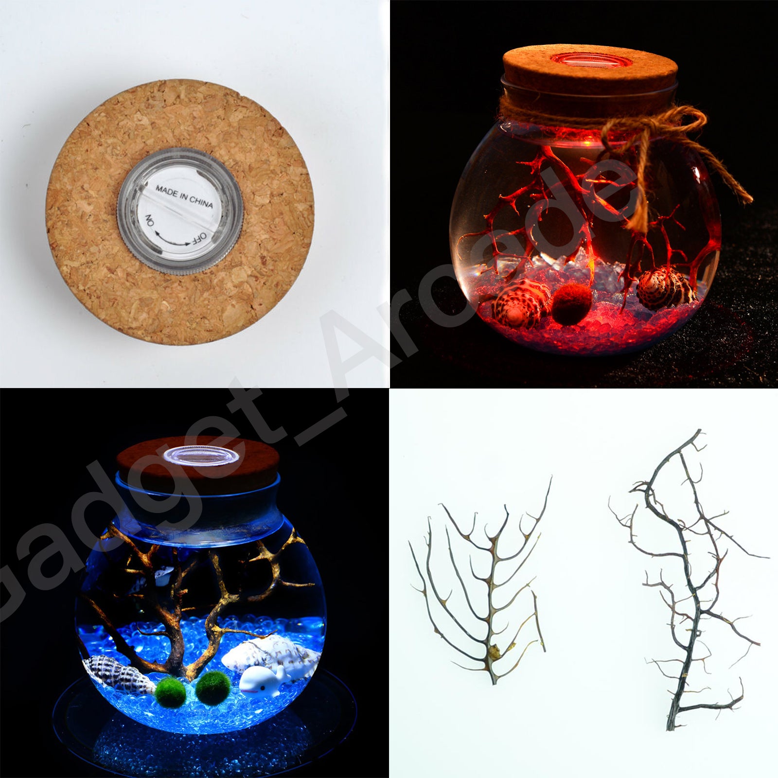 Glass Flower Pot LED Light Planter Bonsai Gift Garden Kitchen Home office Decor - Gadget arcade