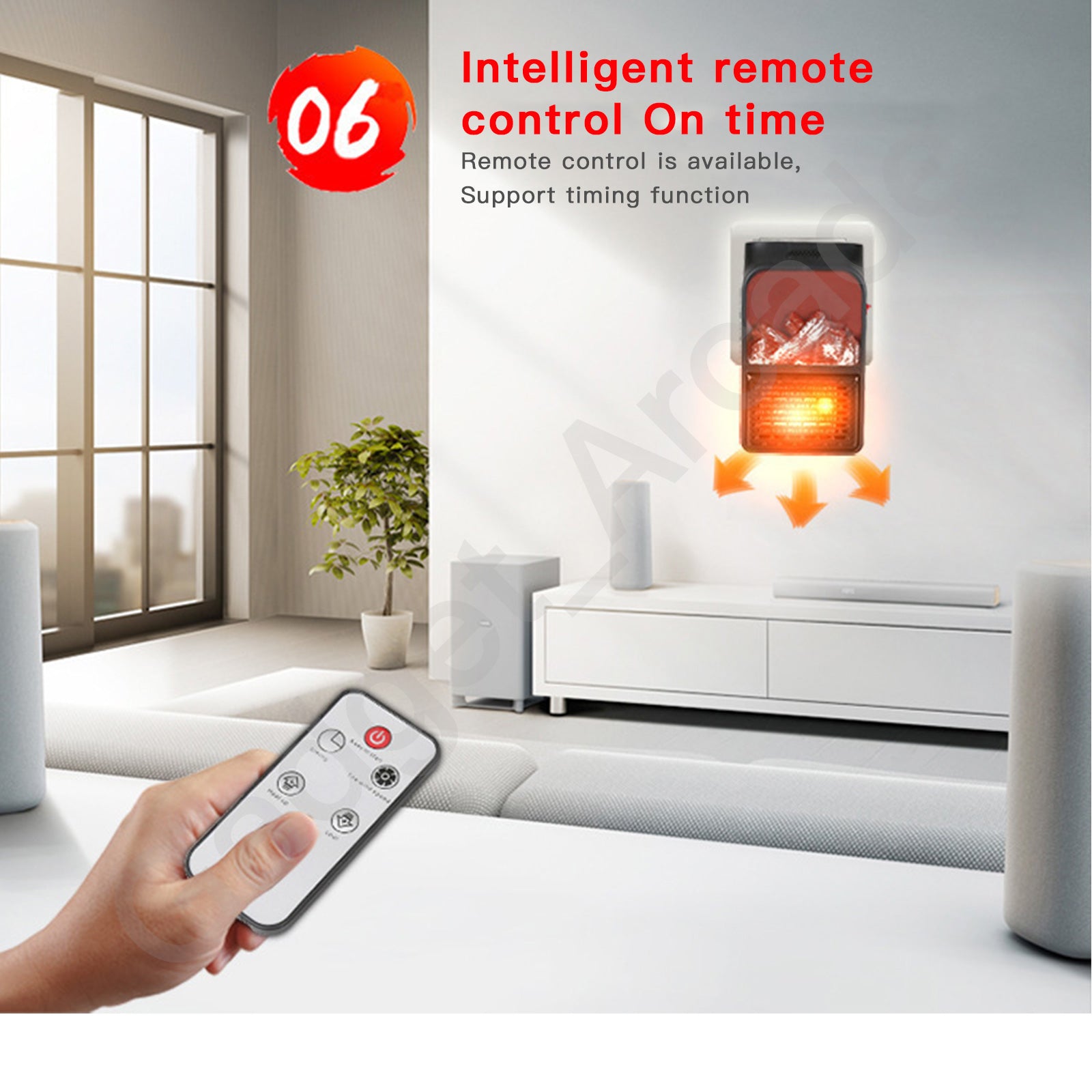 Mini Electric Flame Heater Warm Radiator Air Blower Home Remote Control Portable - Gadget arcade