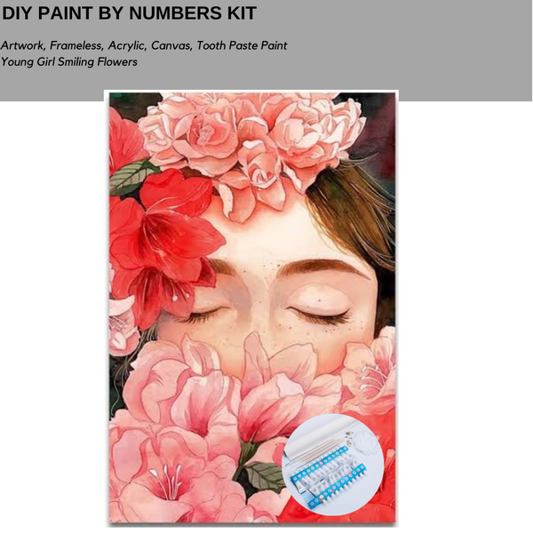 Art DIY Paint by Numbers Kit Large 40 by 50 Oil Painting Girl Sniffing flowers