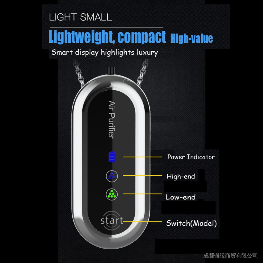 Susliving 便携式负离子空气净化器项链 黑色