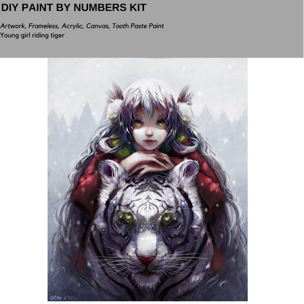 Art DIY Paint by Numbers Kit Large 40 by 50 Oil Painting Girl Riding tiger