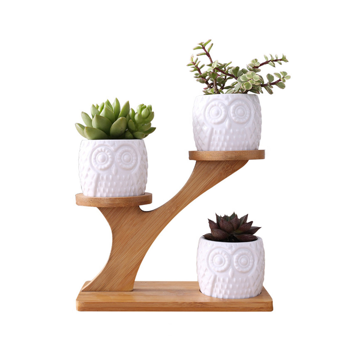 Flower Planter Ceramic Pots Bamboo Drag Creative Home Office Study Garden Decor - Gadget arcade