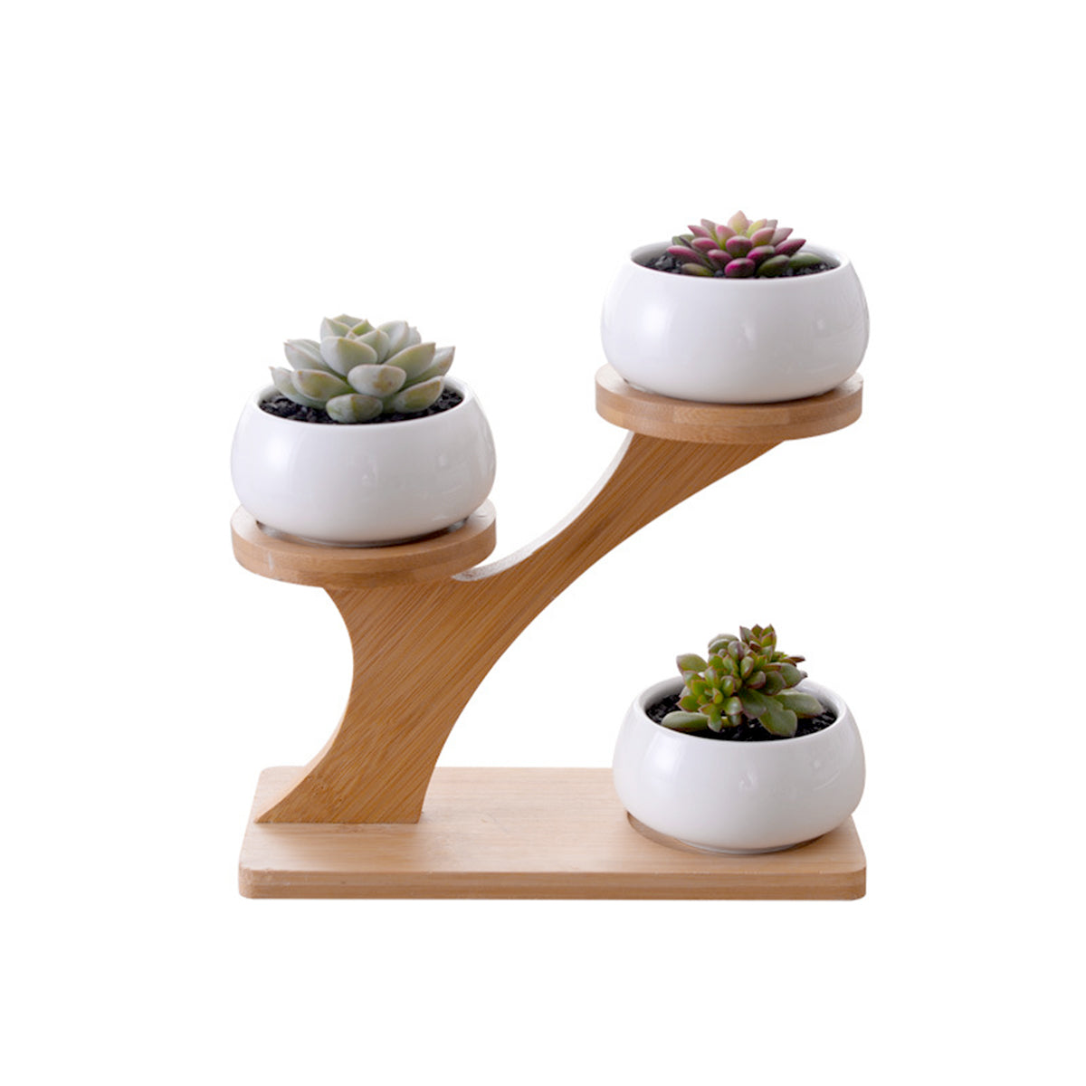 Flower Planter Ceramic Pots Bamboo Drag Creative Home Office Study Garden Decor - Gadget arcade