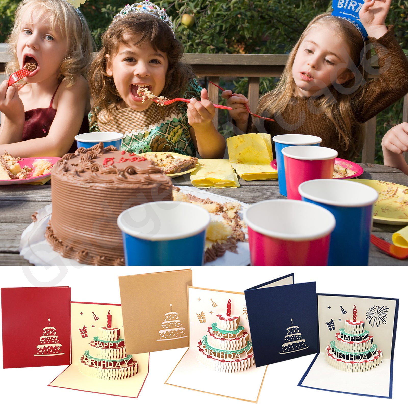 2 Pcs 3D Birthday Card Creative Gift Greeting Pop Up Happy Handmade AU Stock - Gadget arcade
