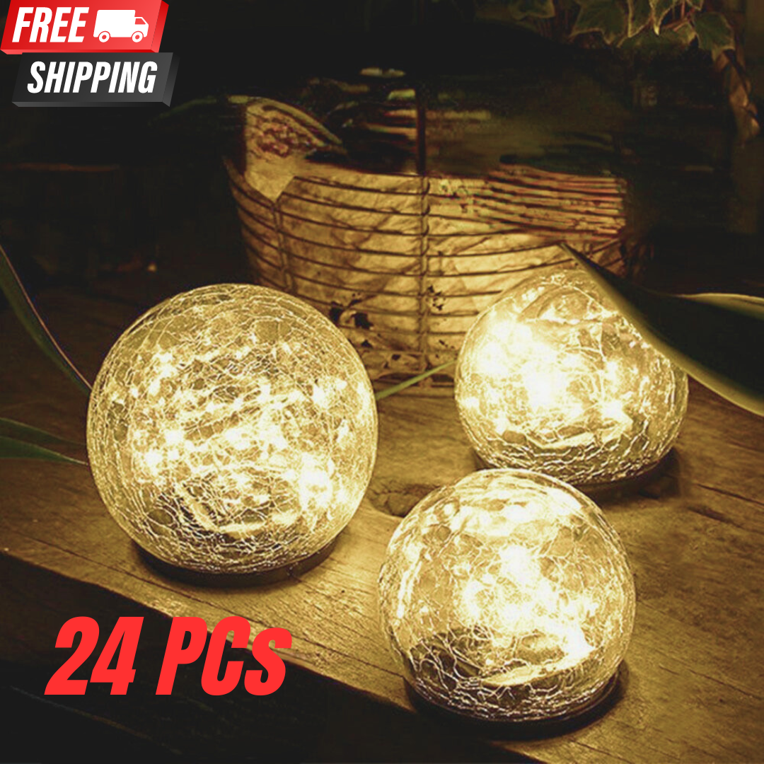 Solar-Powered Glass Ice Crack Landscape Lights - Super Set 24