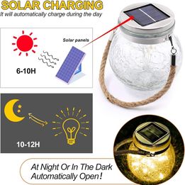 Susliving Fairy LED string Solar Hanging Light Ice Crack Glass Lantern