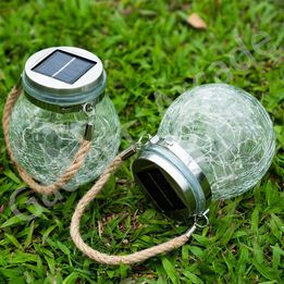 Susliving Fairy LED string Solar Hanging Light Ice Crack Glass Lantern