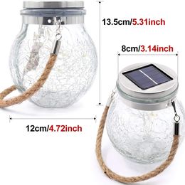 Susliving Fairy LED string Solar Hanging Light Ice Crack Glass Lantern