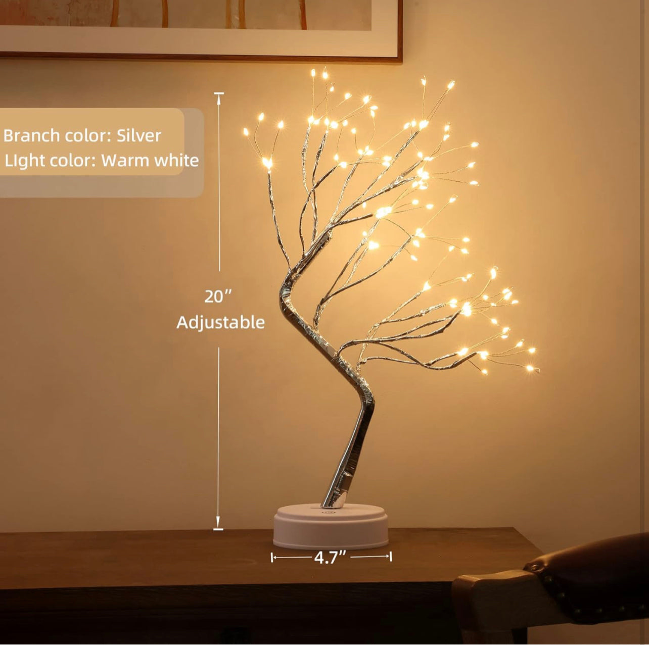 Desk Lamp Tree Lights USB Connection Night Light Two Way Battery Cable Portable