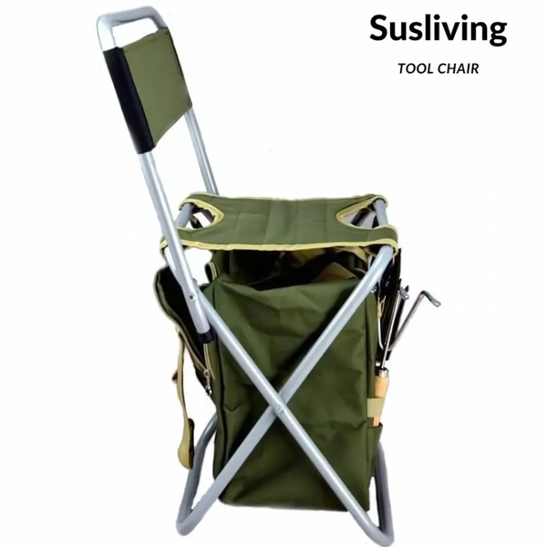 Susliving Detachable Gardening Chair Folding Stool Garden Tool Storage Bag With Tool Set