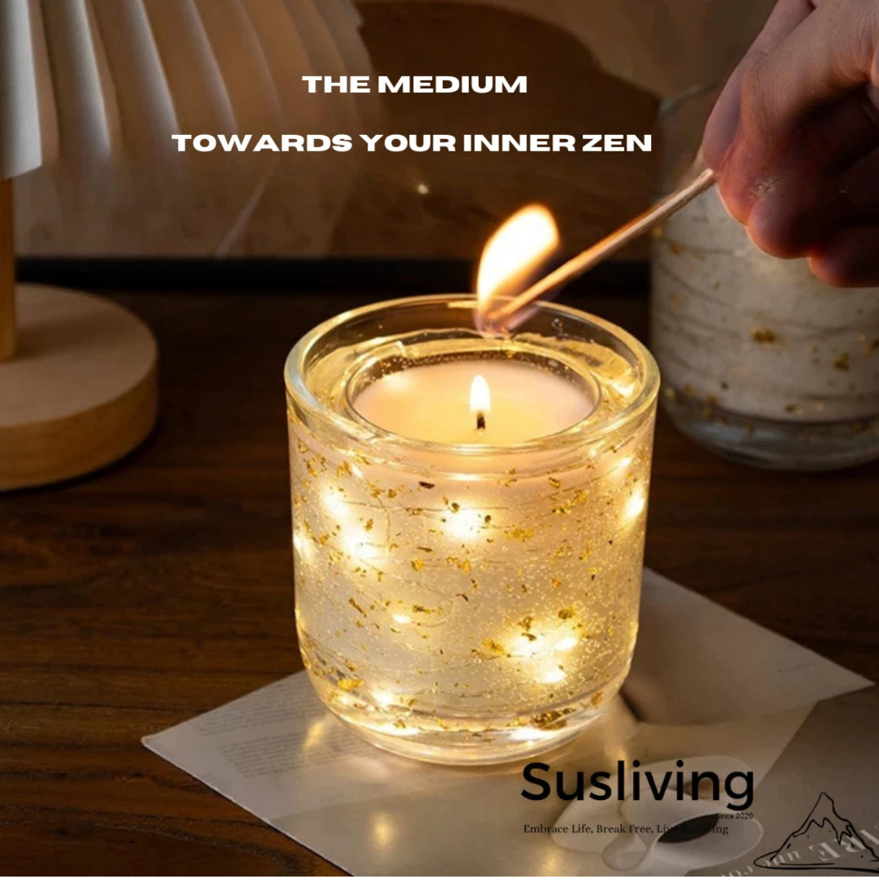 Susliving Trio of Lights Scented Soy Wax Candle Solar LED Valentine's choice