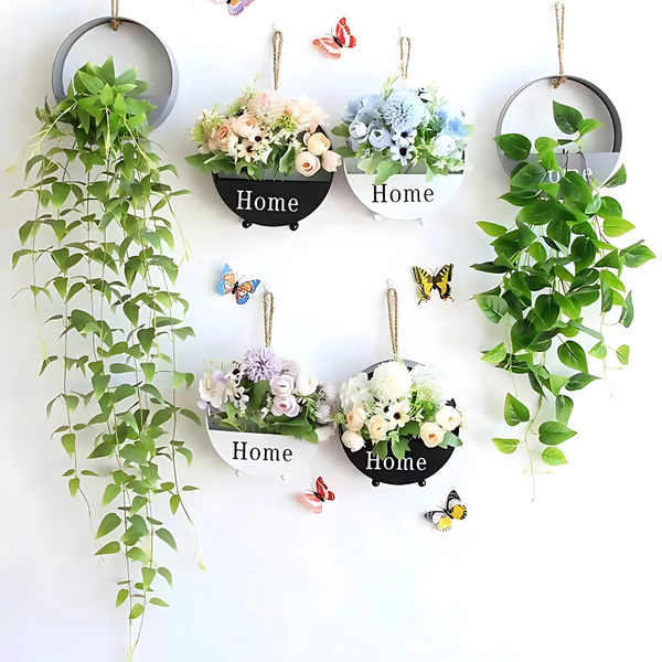 Ins Home 人造花壁挂植物花环钢金属环套装