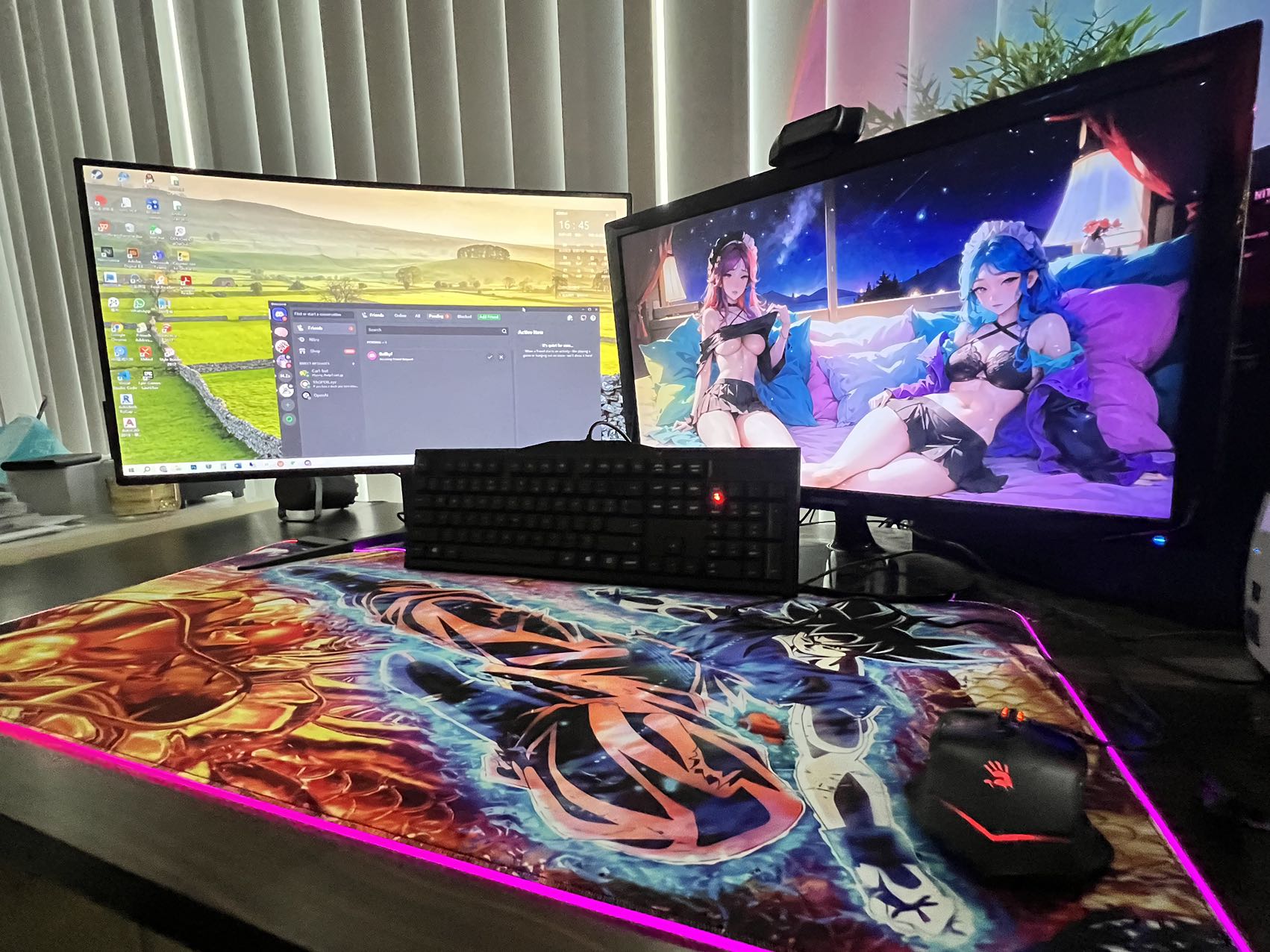 Premium LED RGB Gaming Mouse Pad Rubber Keyboard 900mm Goku Dragon Ball