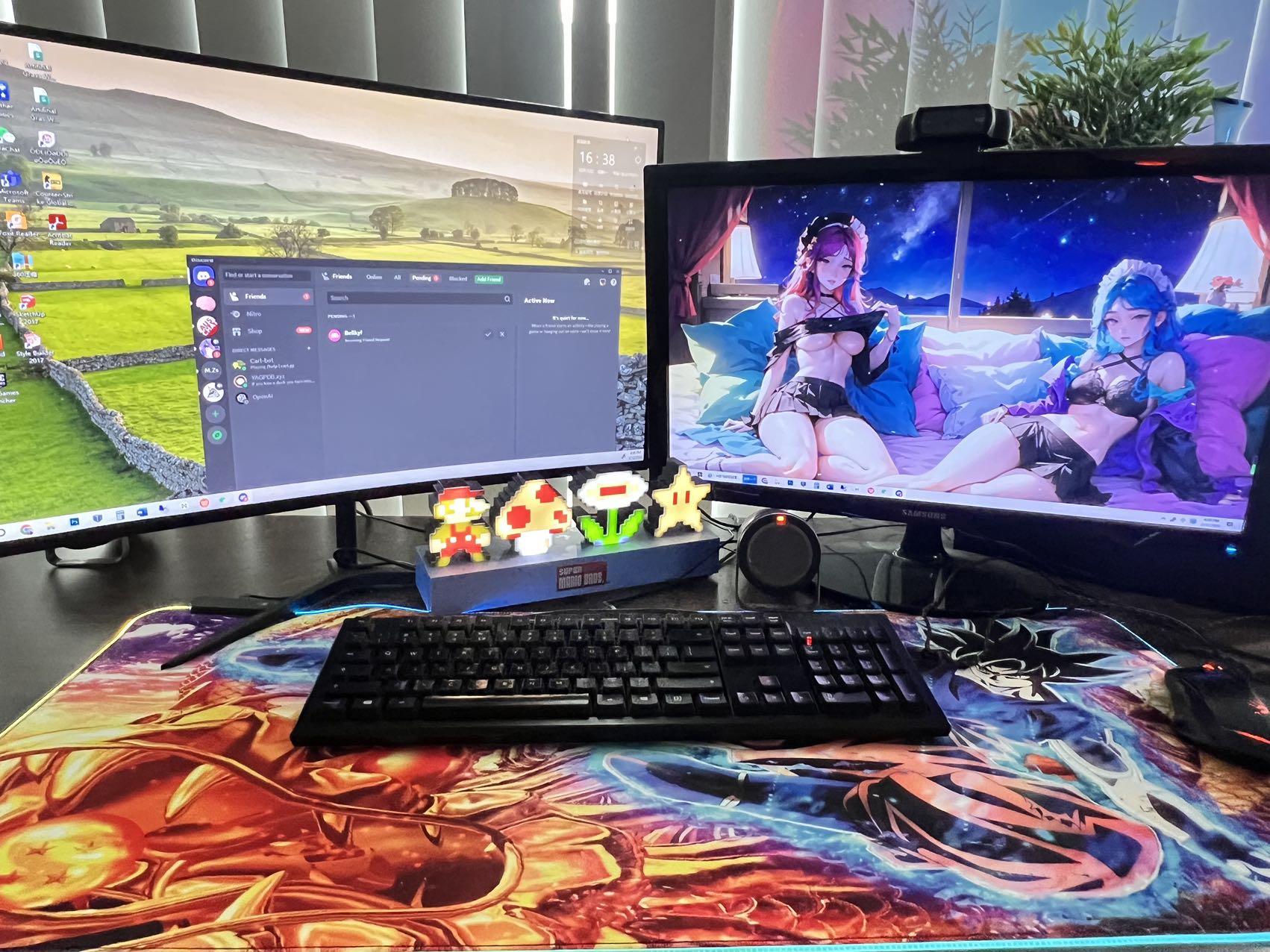 Premium LED RGB Gaming Mouse Pad Rubber Keyboard 900mm Goku Dragon Ball