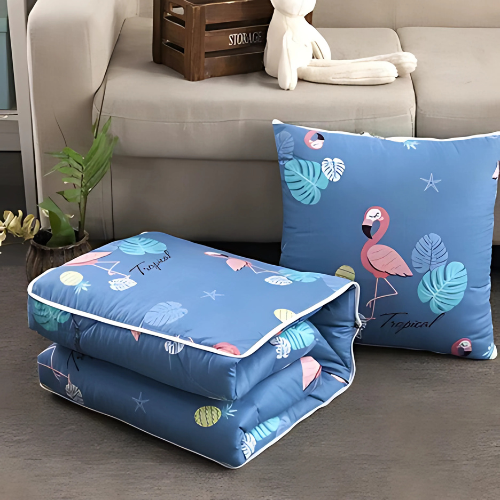 Autumn Quillow Aircon Car Camping Cushion Twin Sets Flamingo BLUE 40x40cm