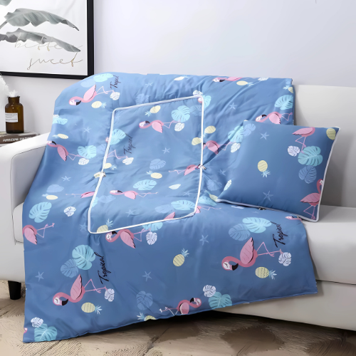 Autumn Quillow Aircon Car Camping Cushion Twin Sets Flamingo BLUE 40x40cm