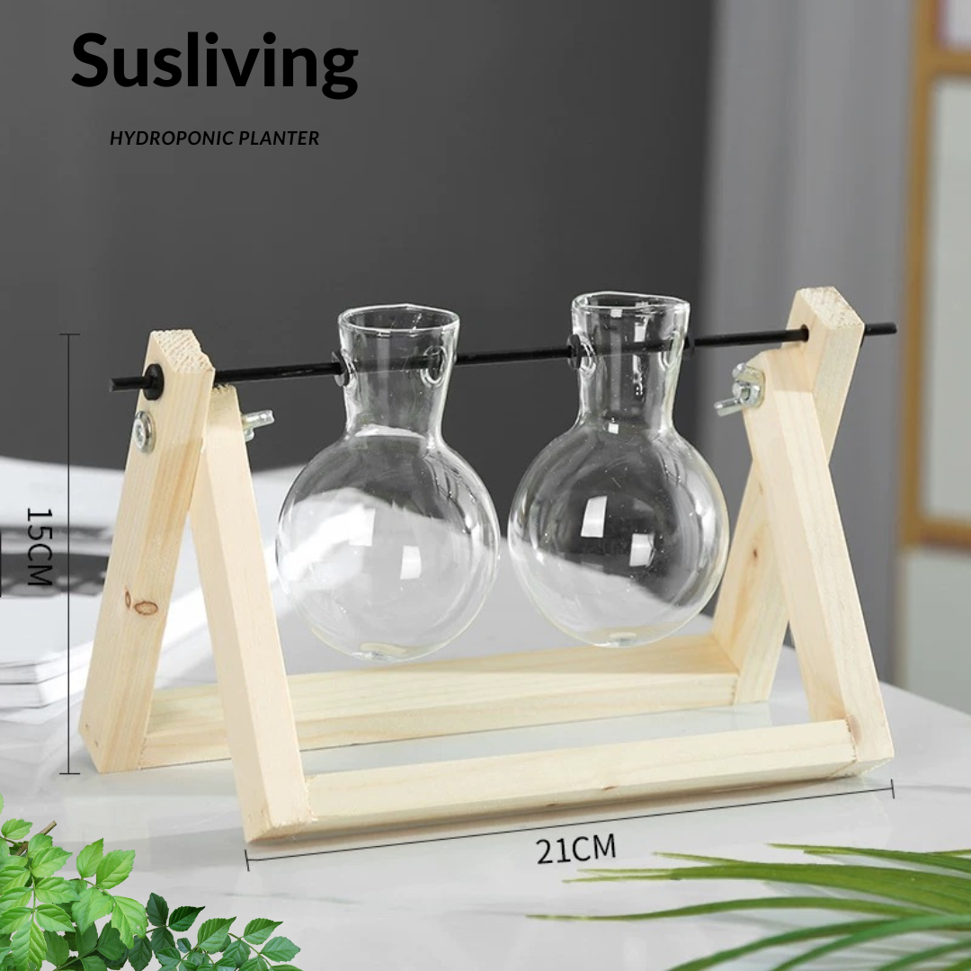 Glass Planter Hydroponic Pot Burlywood Frame By Susliving