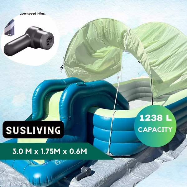 Susliving Morandi Blue Auto Inflatable Outdoor Swimming Pool Lux Package