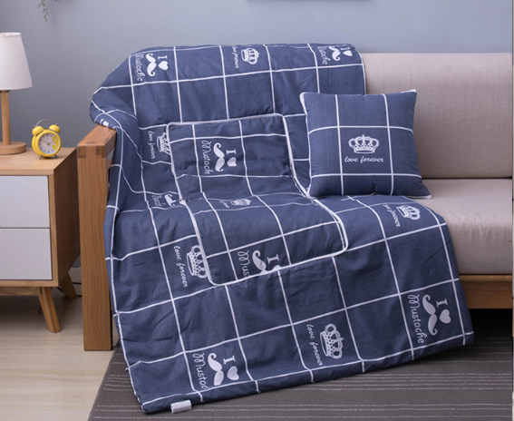 Throw Blanket Sets-Travel Couch Car Pillow Blanket 40cm & 50cm Combo Crown Blue