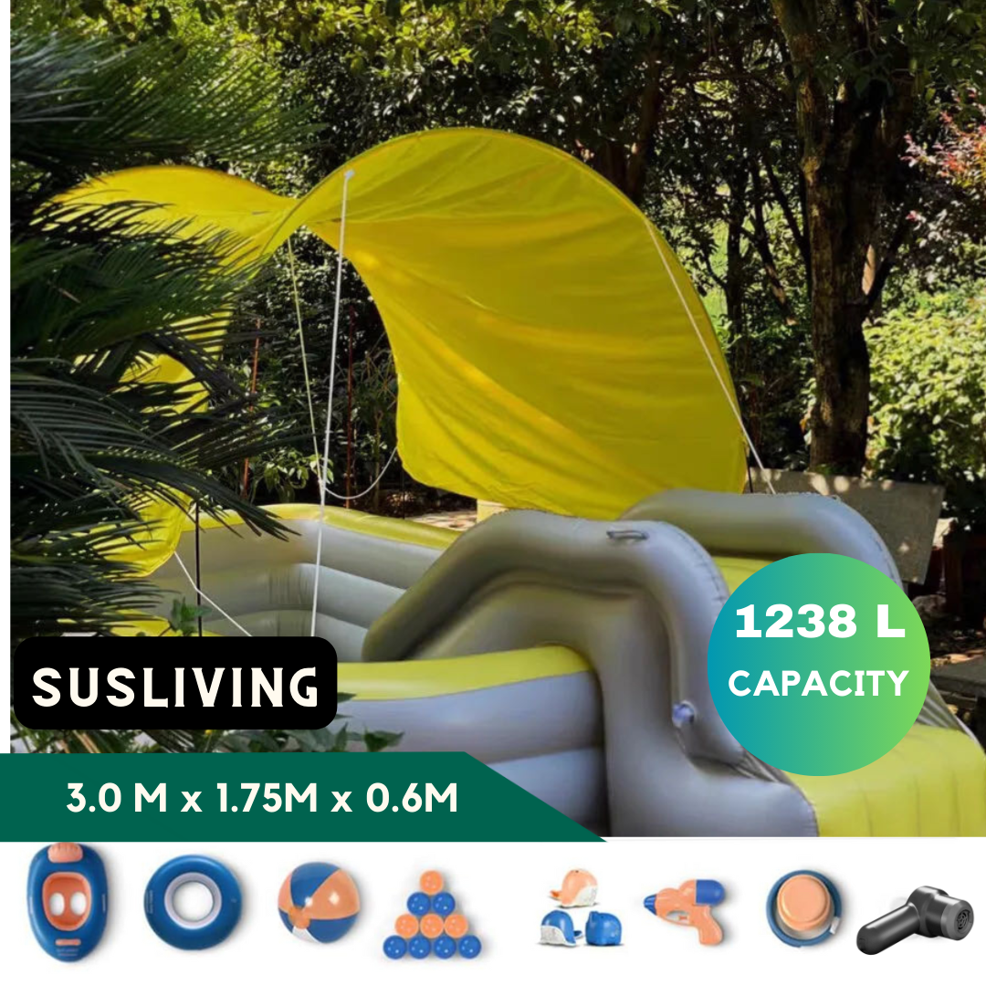 Susliving Morandi Yellow Auto Inflatable Outdoor Swimming Pool Lux Package